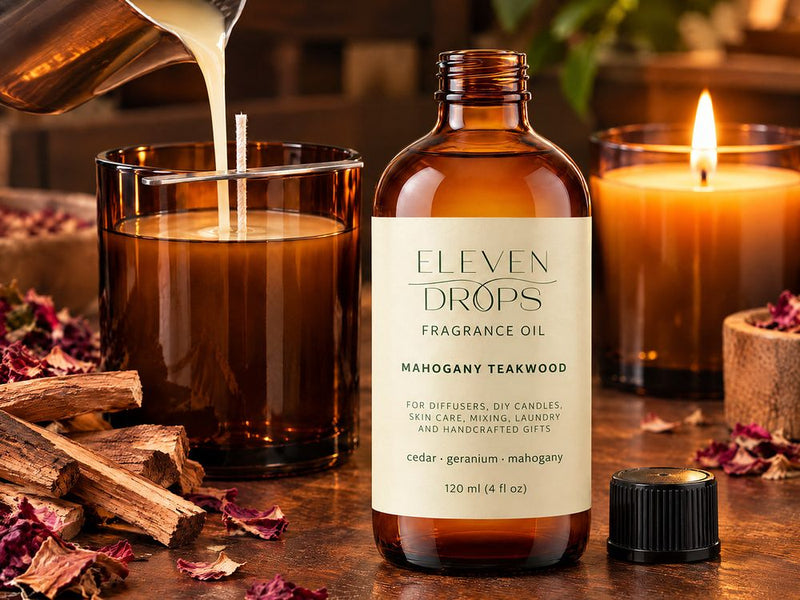 Mahogany Teakwood fragrance oil used around the home