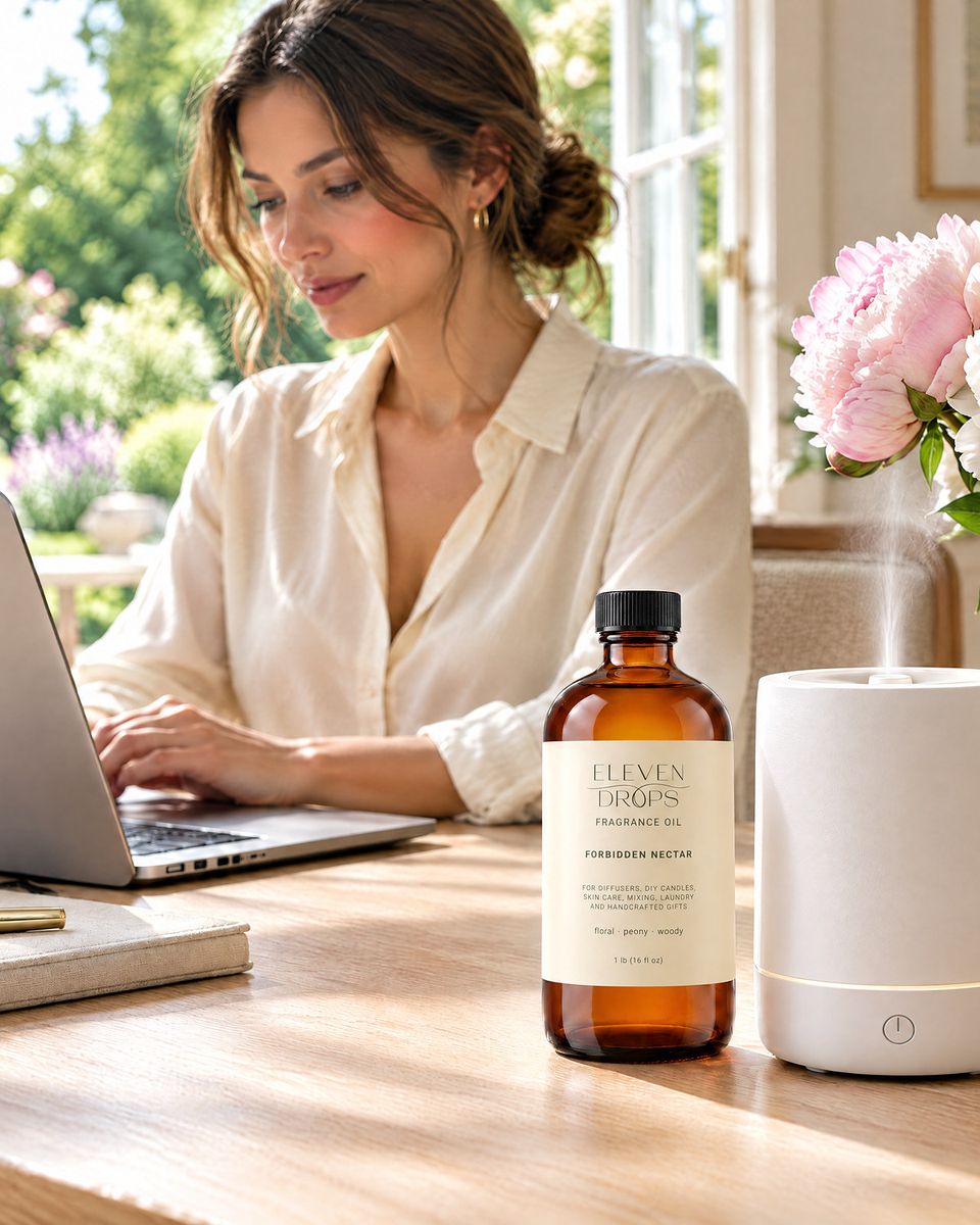 Forbidden Nectar beside a cold-air diffuser at home