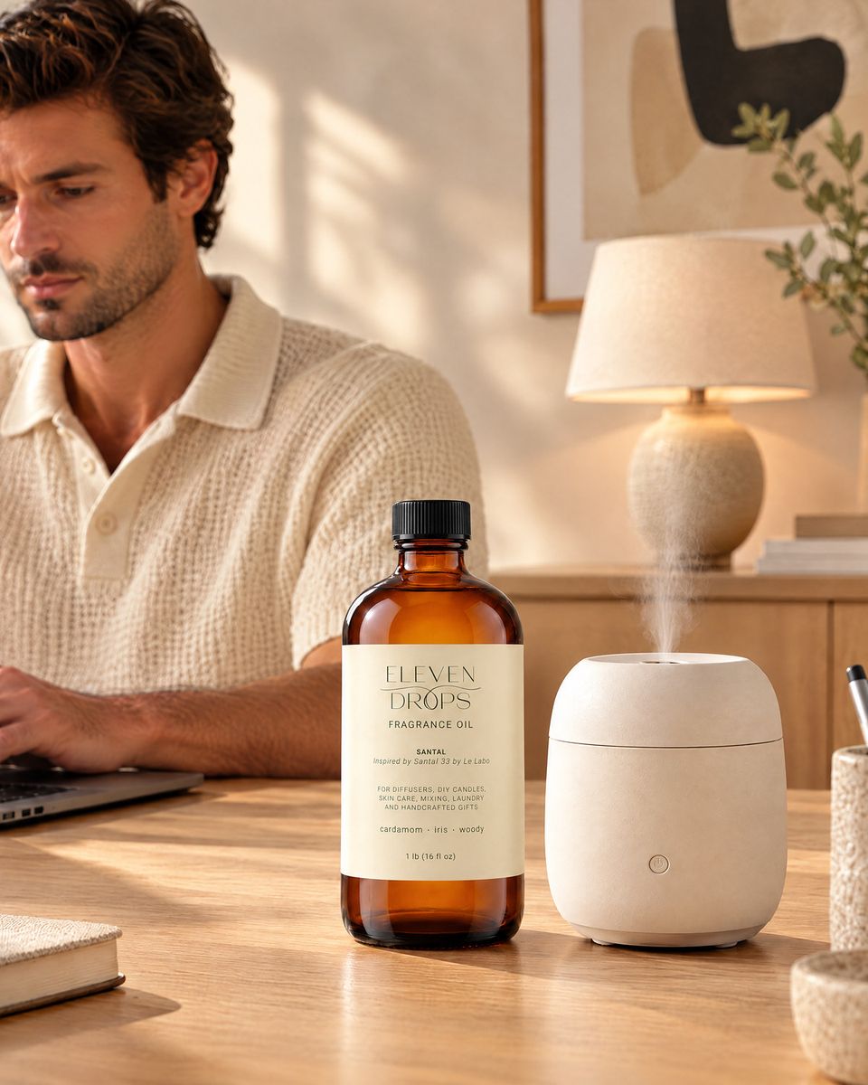 Santal beside a cold-air diffuser at home
