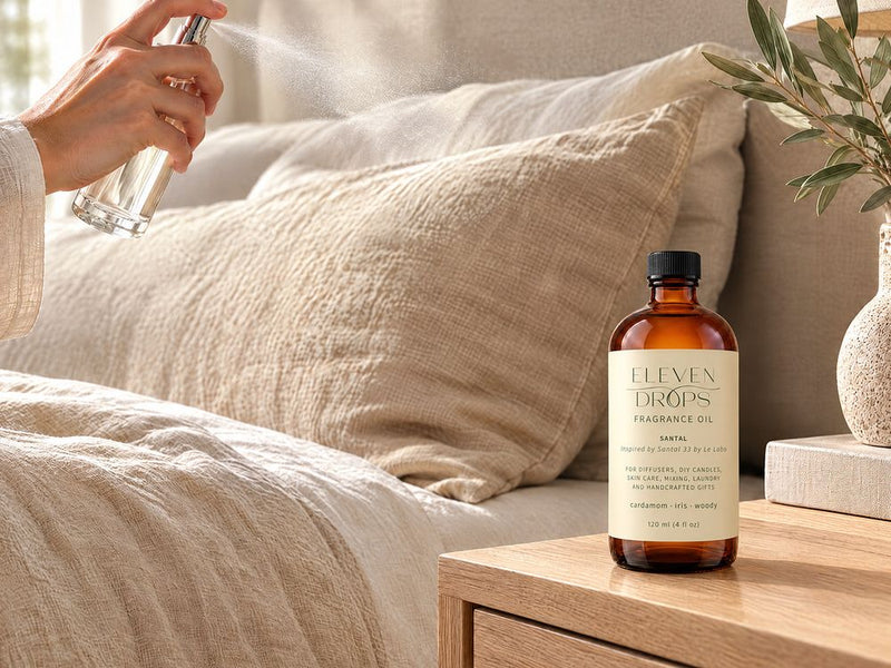 Santal fragrance oil used around the home