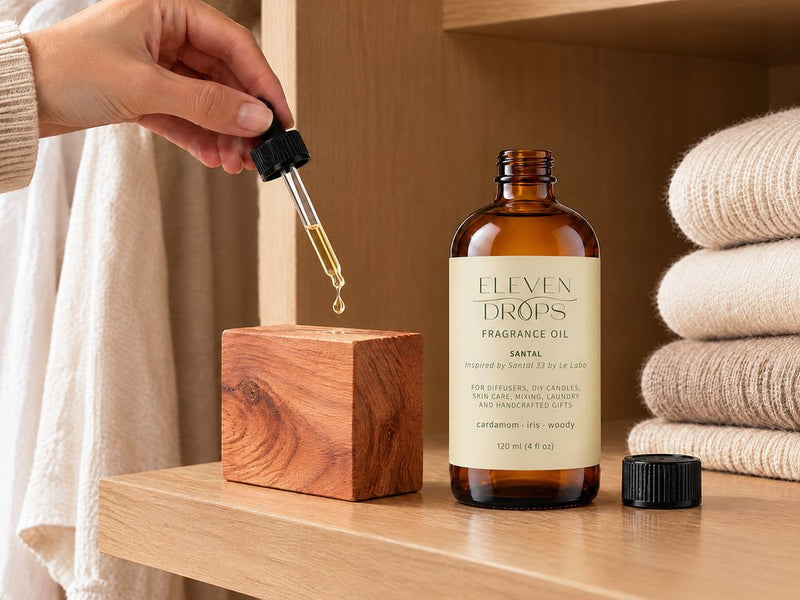Santal fragrance oil used around the home