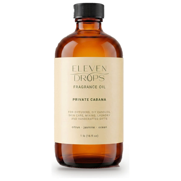 Private Cabana fragrance oil in an amber glass bottle